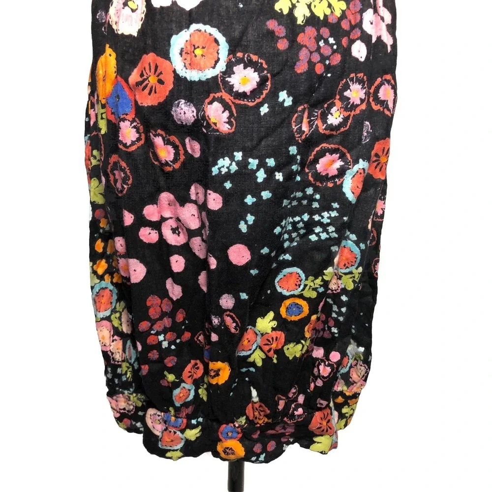 Y2K Rebe USA Floral Cotton Bubble Hem Dress Black Coral 33-28-48 S - Picture 8 of 10